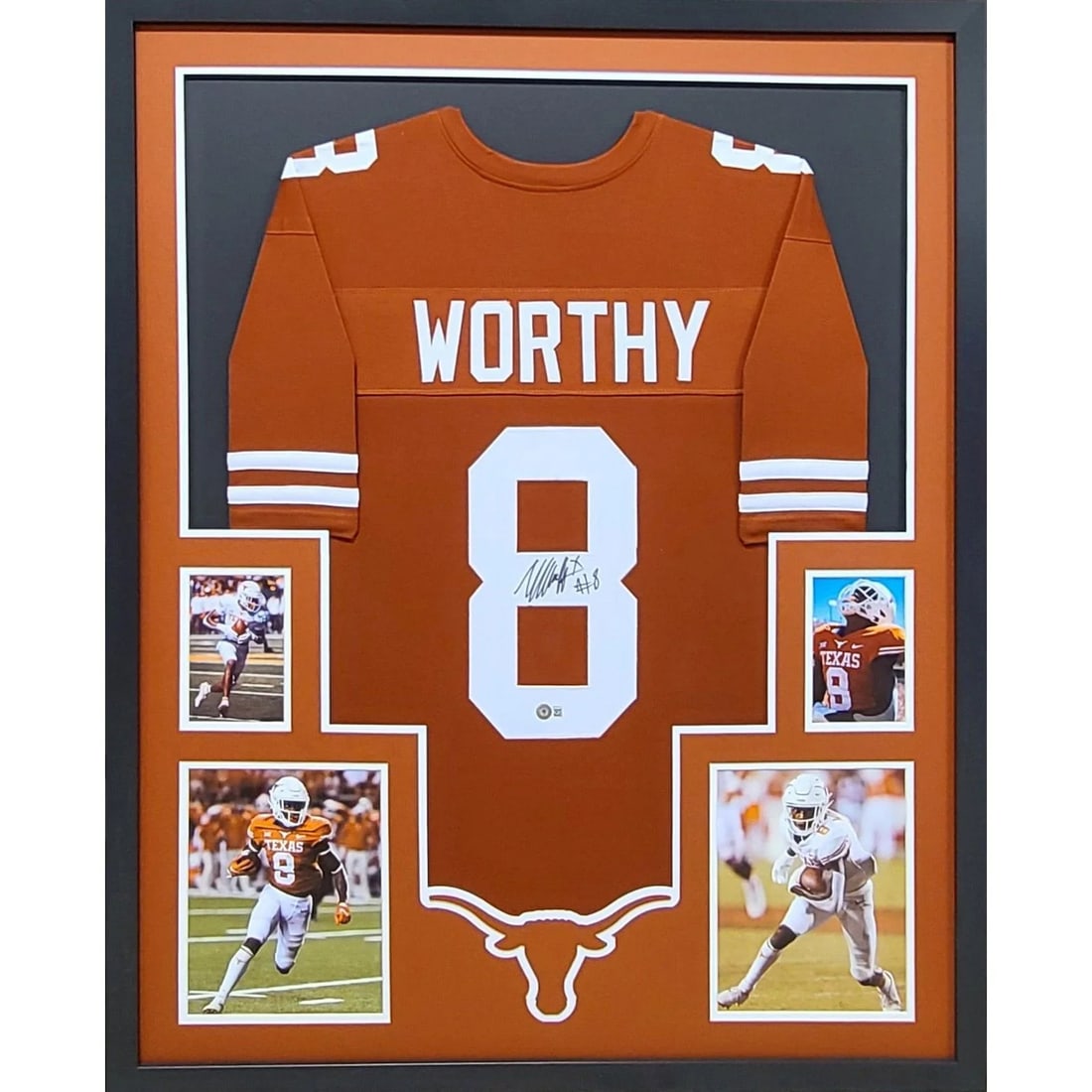 Xavier Worthy Framed Signed Jersey by Beckett Authentic: Xavier Worthy Framed Signed Jersey by Beckett Authentic Celebrate your love for Texas football with this autographed Xavier Worthy framed jersey. Authenticated by Beckett, a leading name in sports mem