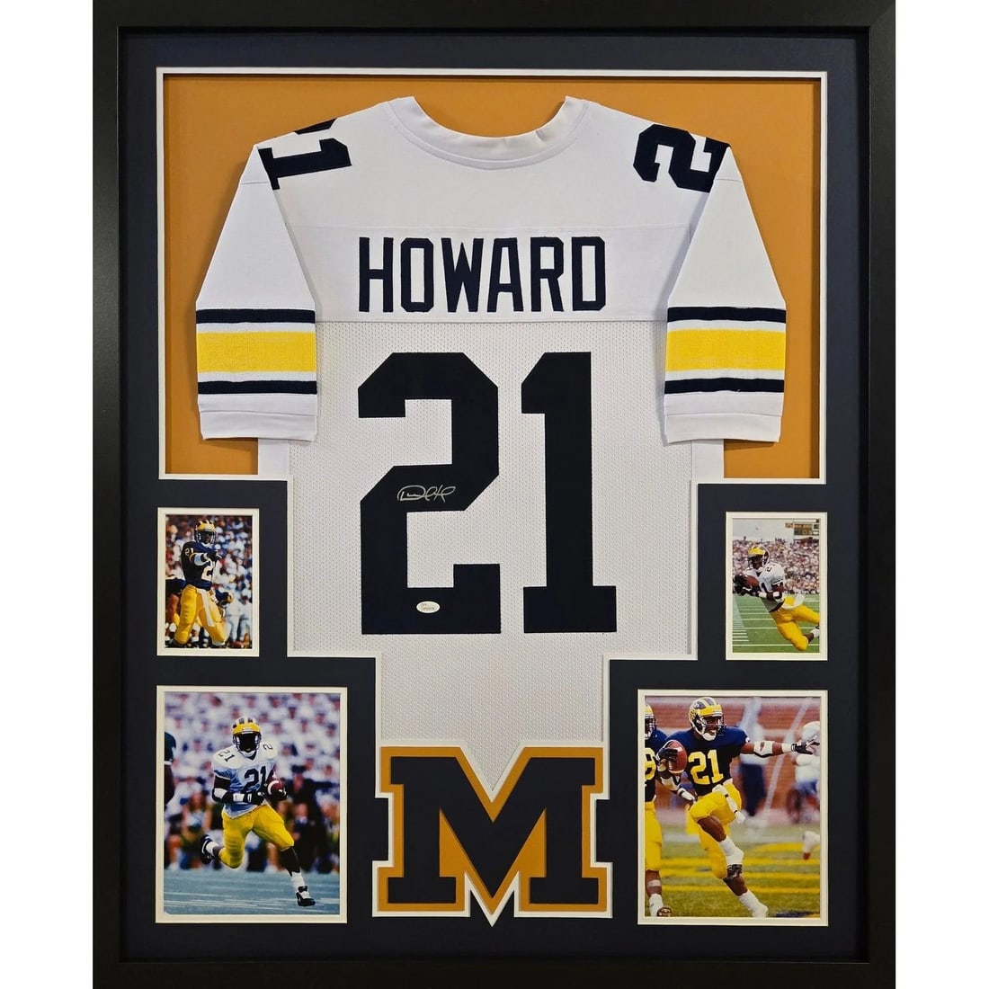 Desmond Howard Signed Framed Jersey JSA Authenticated Michigan 42x34 (1 of 3)