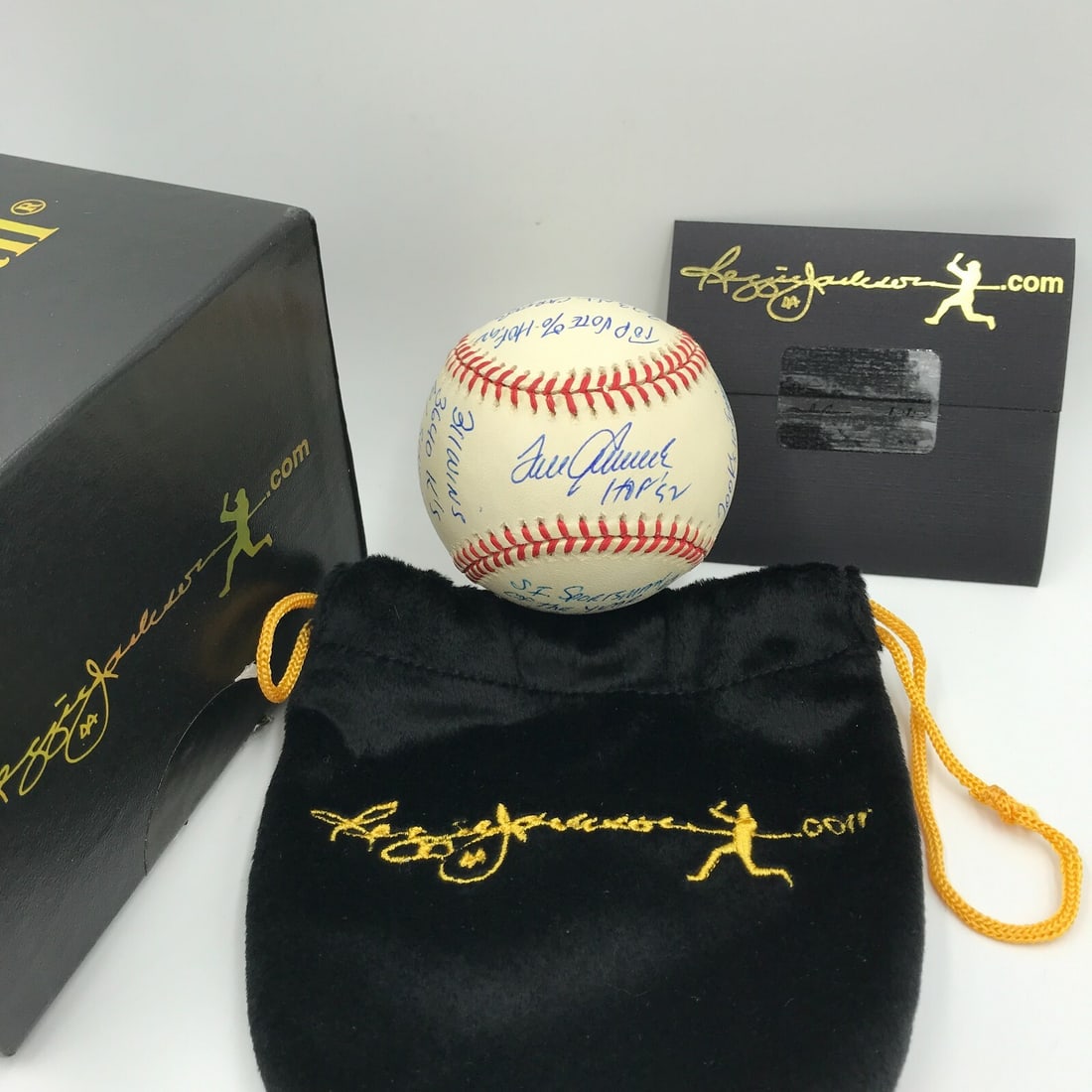 Tom Seaver Autographed Baseball With Career Stats Inscription Reggie Jackson COA: Tom Seaver Autographed Baseball With Career Stats Inscription Reggie Jackson COA This is a rare baseball signed by Tom Seaver, featuring extensive career statistics inscriptions. The baseball is authe