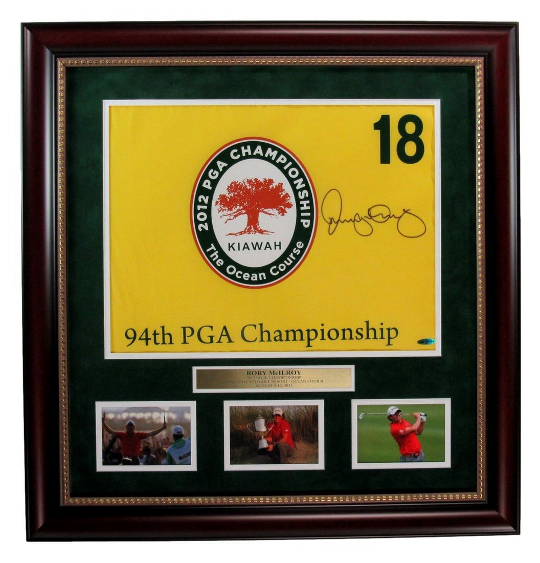 Framed Rory McIlroy 2012 PGA Championship Pin Flag Upper Deck COA (1 of 4)