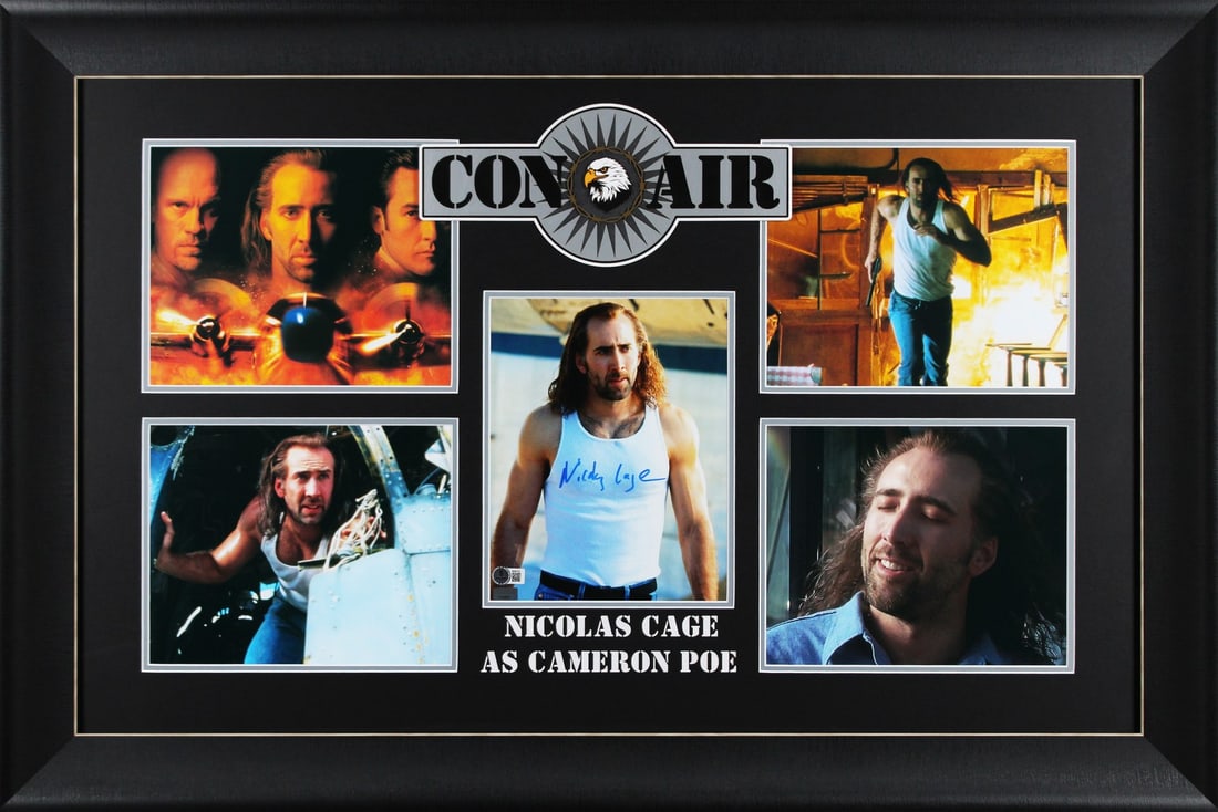 Nicolas Cage Con Air Signed 8x10 Framed Photo BAS Authenticated: Nicolas Cage Con Air Signed 8x10 Framed Photo BAS Authenticated This authentic 8x10 framed photograph features Nicolas Cage, personally signed from the iconic film 'Con Air'. The item is accompanied b