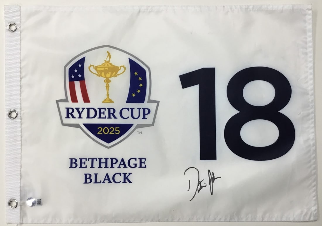 Dustin Johnson Signed 2025 Ryder Cup Pin Flag Beckett Authenticated BT18790: Dustin Johnson Signed 2025 Ryder Cup Pin Flag Beckett Authenticated BT18790 Celebrate a pivotal moment in golf history with this official 2025 Ryder Cup Bethpage Black 18 Pin Flag, expertly signed by 