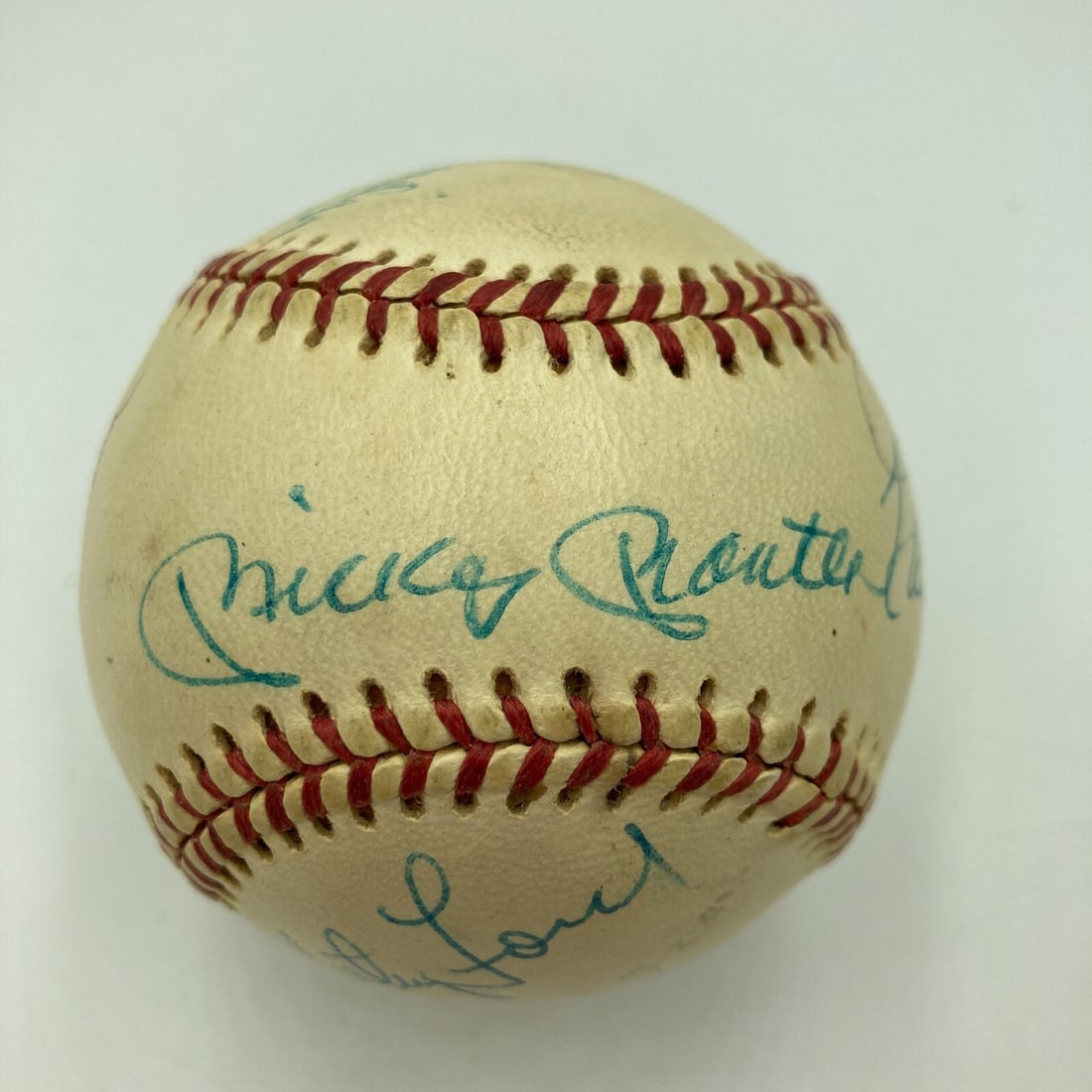 Multi Signed Baseball by Mantle DiMaggio Aaron Musial JSA COA: Multi Signed Baseball by Mantle DiMaggio Aaron Musial JSA COA This remarkable baseball features the signatures of ten legendary Hall of Fame players, including Mickey Mantle, Joe DiMaggio, Hank Aaron 