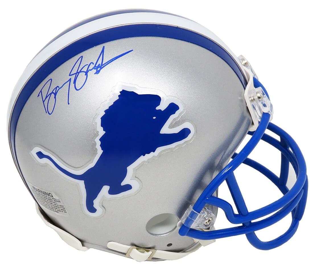 Barry Sanders Signed Detroit Lions Riddell Throwback Mini Helmet COA: Barry Sanders Signed Detroit Lions Riddell Throwback Mini Helmet COA This is a Barry Sanders signed Detroit Lions Riddell throwback mini helmet, perfect for any football memorabilia collector. Featuri