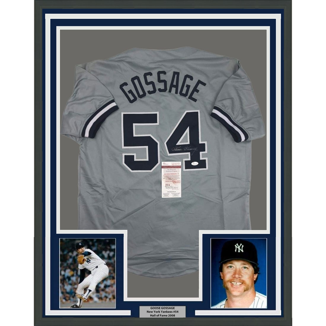 Framed Goose Gossage signed Yankees jersey JSA COA 33x42 (1 of 2)