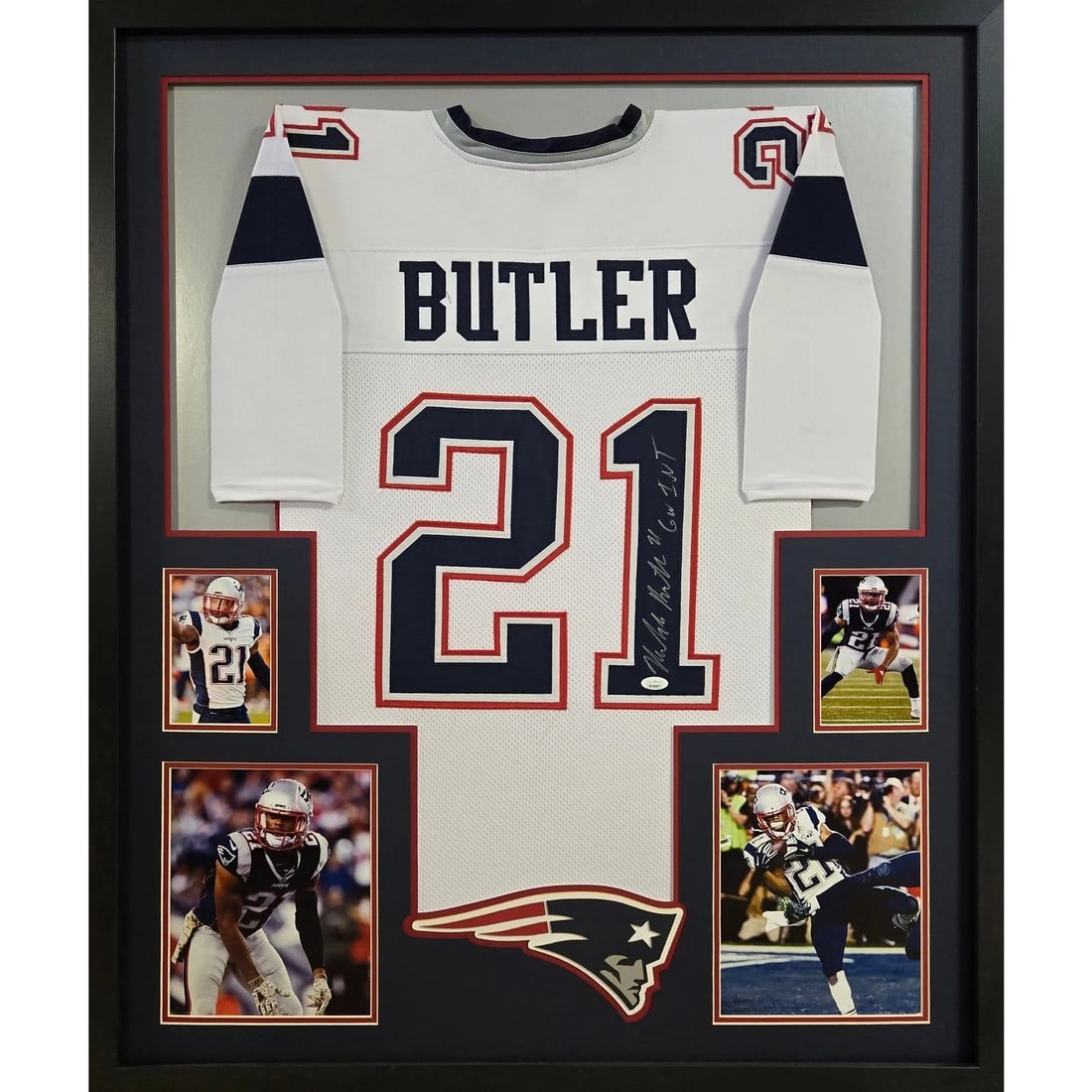 Framed White Malcolm Butler Patriots Jersey JSA Autographed (1 of 2)