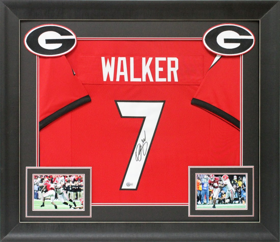 Quay Walker Signed Georgia Bulldogs Red Jersey Framed BAS Witnessed 32x37: Quay Walker Signed Georgia Bulldogs Red Jersey Framed BAS Witnessed 32x37 Celebrate your love for college football with this authentic signed red pro style framed jersey featuring Quay Walker of the G