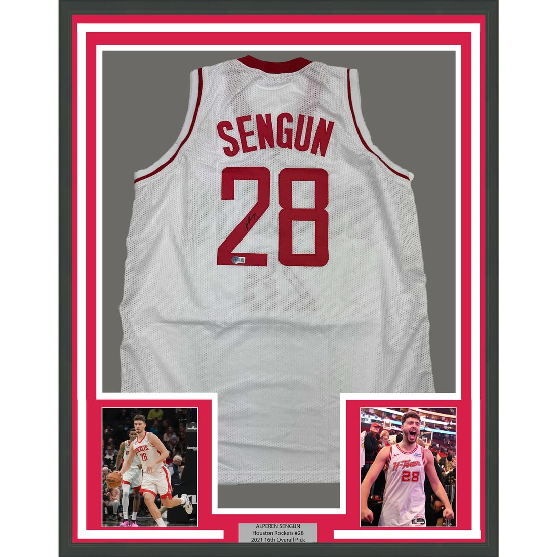 Framed Alperen Sengun Signed Houston Rockets Jersey Beckett COA 35x39 (1 of 2)