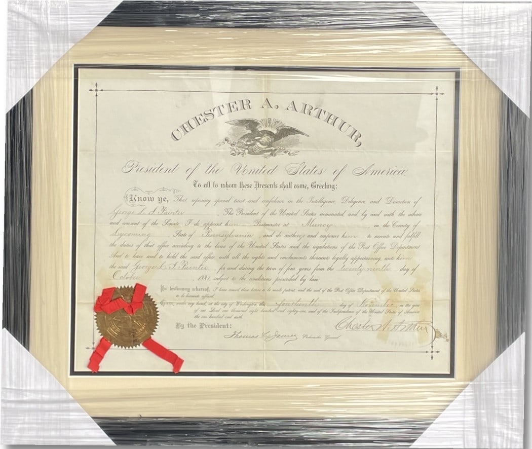 Framed Chester A. Arthur Signed Document With Beckett Authentication 23x20 (1 of 6)