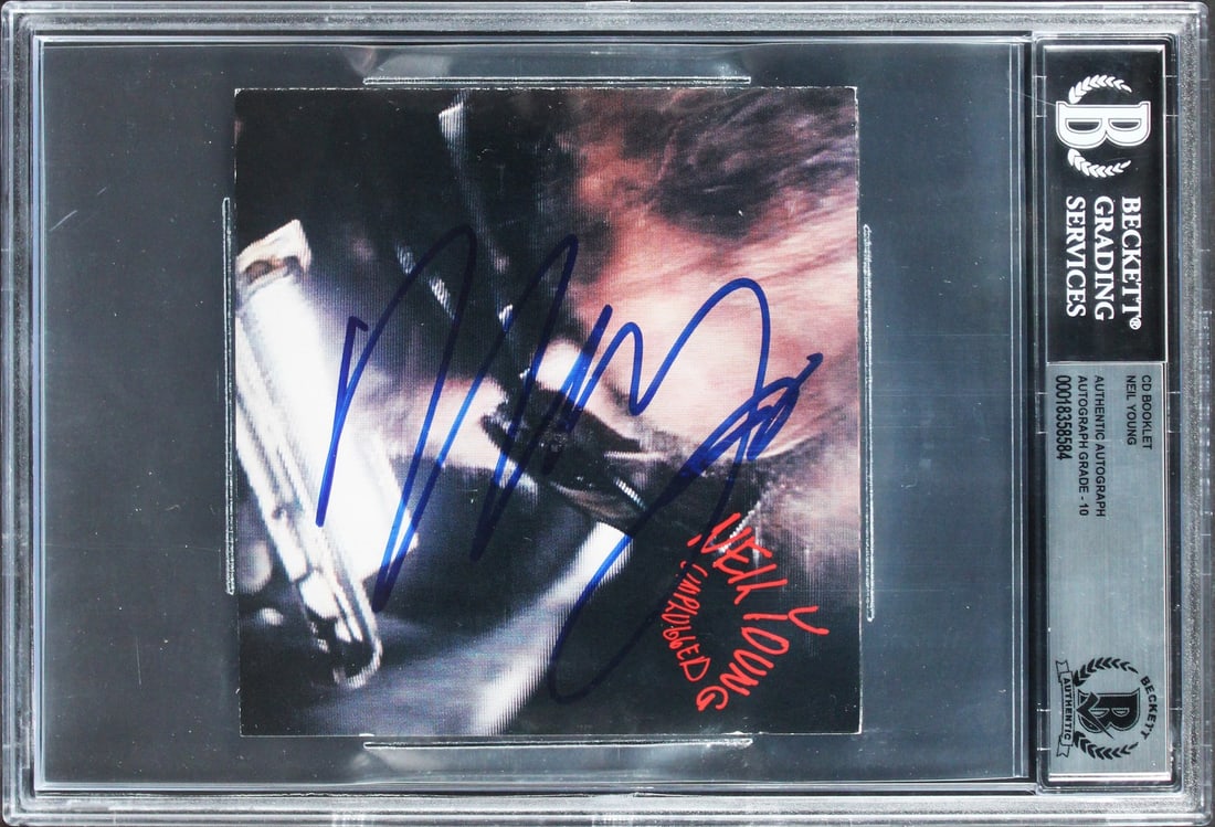 Neil Young Signed Unplugged CD Cover Gem Mint 10 Beckett Authenticated (1 of 2)