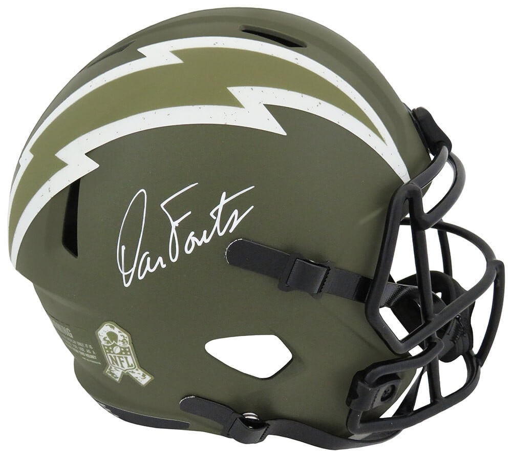 Dan Fouts Signed Chargers SALUTE Riddell Full Size Helmet with COA: Dan Fouts Signed Chargers SALUTE Riddell Full Size Helmet with COA Celebrate your passion for football with this Dan Fouts signed Los Angeles Chargers Salute to Service Riddell full-size speed replica