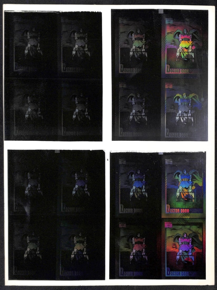 Uncut Sheet of 16 Dr. Doom 1991 Marvel Hologram Cards by Impel (1 of 3)