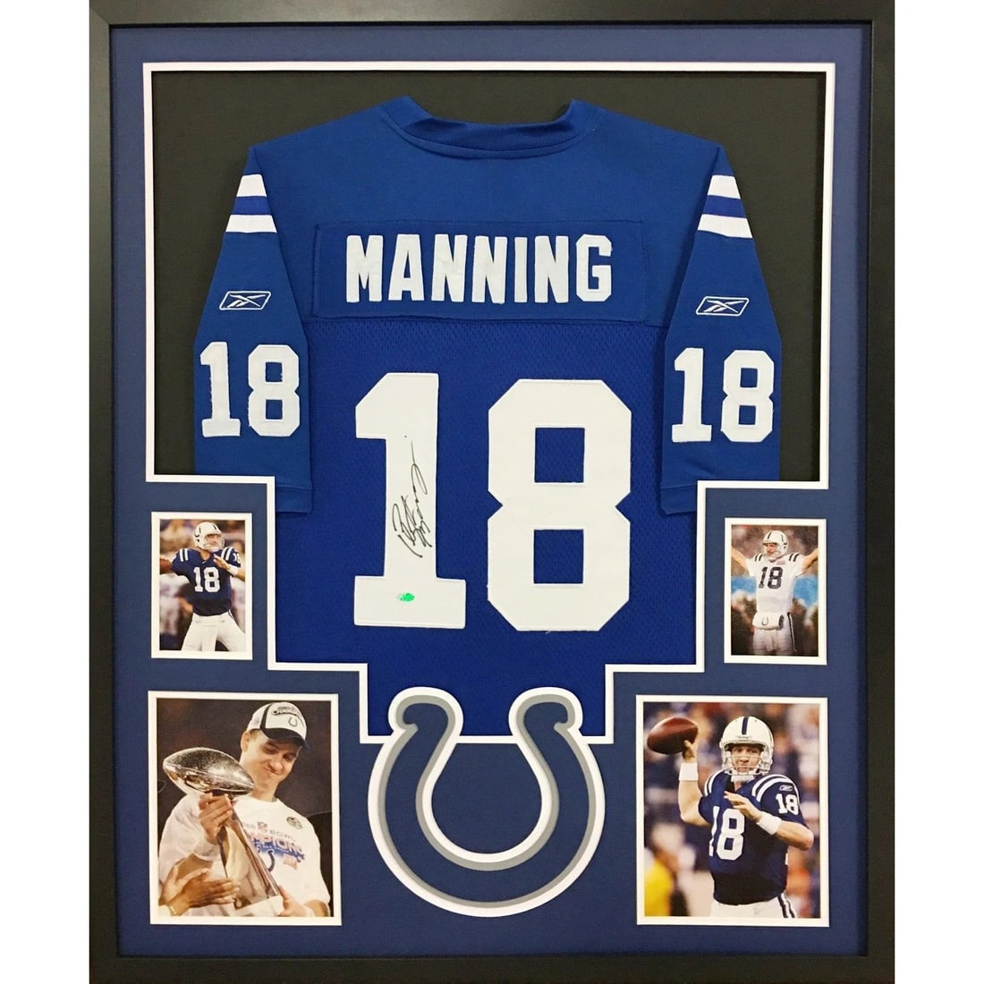 Peyton Manning Autographed Framed Jersey Mounted Memories Authentic: Peyton Manning Autographed Framed Jersey Mounted Memories Authentic This framed jersey features the autograph of Peyton Manning, a legendary quarterback known for his outstanding career with the India