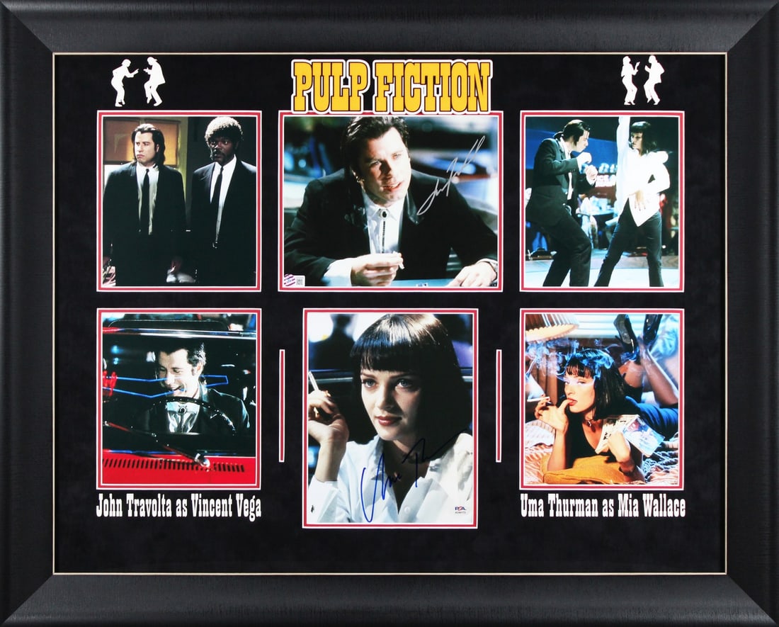 John Travolta Uma Thurman Pulp Fiction Signed 8x10 Framed Photo Beckett Authenticated (1 of 3)