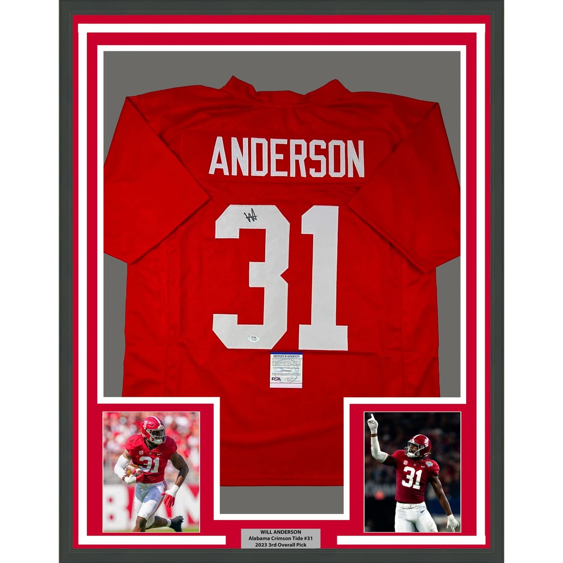 Will Anderson PSA signed Alabama Crimson Tide framed college jersey (1 of 2)