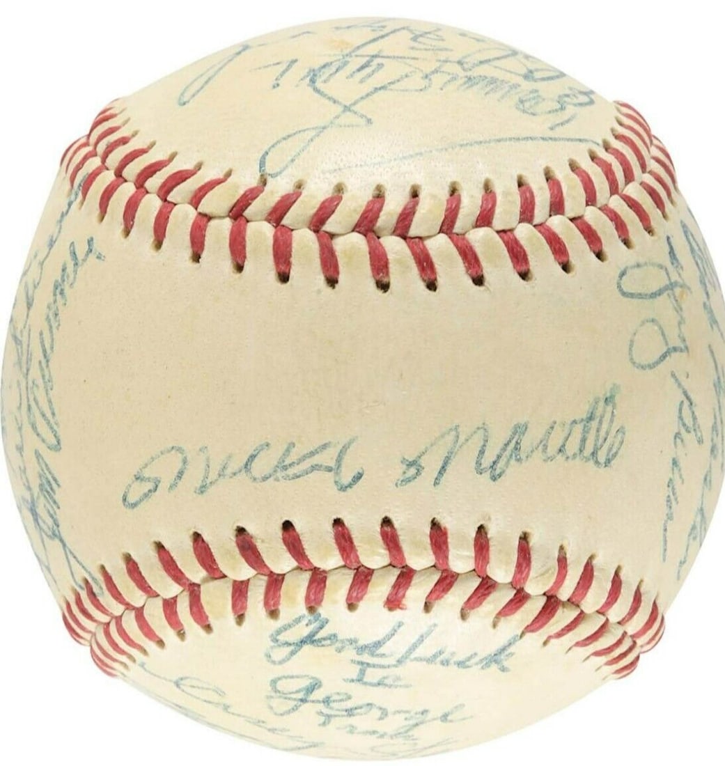 1955 New York Yankees Team Signed Baseball with 25 Signatures JSA: 1955 New York Yankees Team Signed Baseball with 25 Signatures JSA This exquisite 1955 New York Yankees American League Championship team-signed baseball features the signatures of twenty-five players,