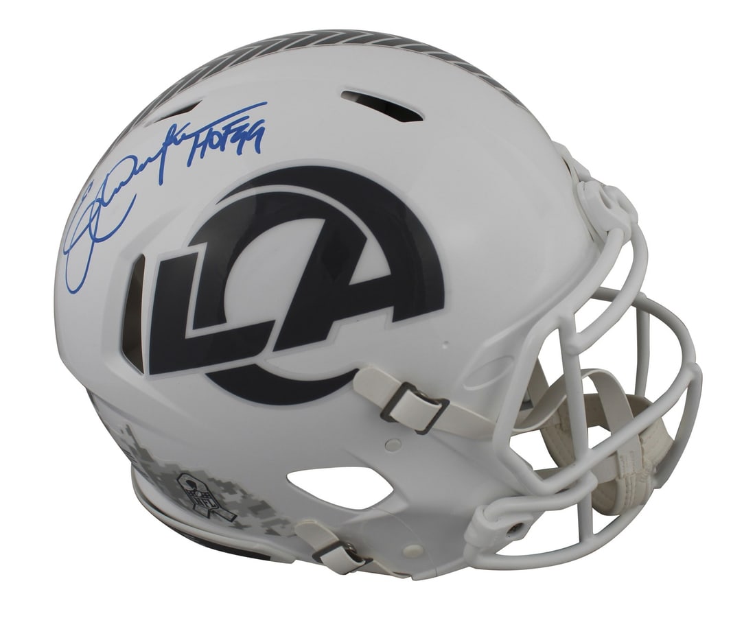 Eric Dickerson Signed HOF 99 Rams Full Size Speed Proline Helmet BAS: Eric Dickerson Signed HOF 99 Rams Full Size Speed Proline Helmet BAS This autographed St. Louis Rams full-size Speed Proline helmet features the inscription "HOF 99" and has been personally signed by 