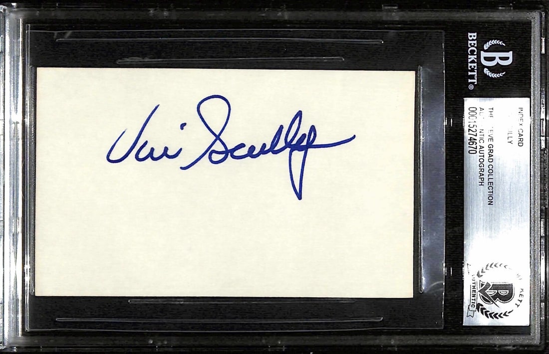 Vin Scully Autographed 3x5 Index Card BECKETT Authentic Dodgers Legend (1 of 1)