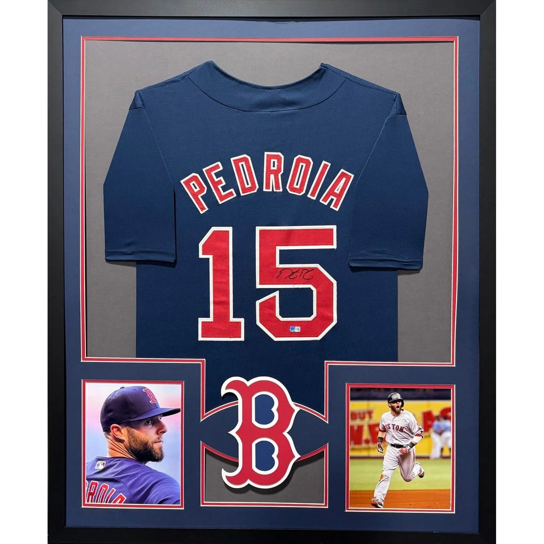 Dustin Pedroia Autographed Framed Jersey Boston Red Sox SteinerCX Certified 42x34 (1 of 2)