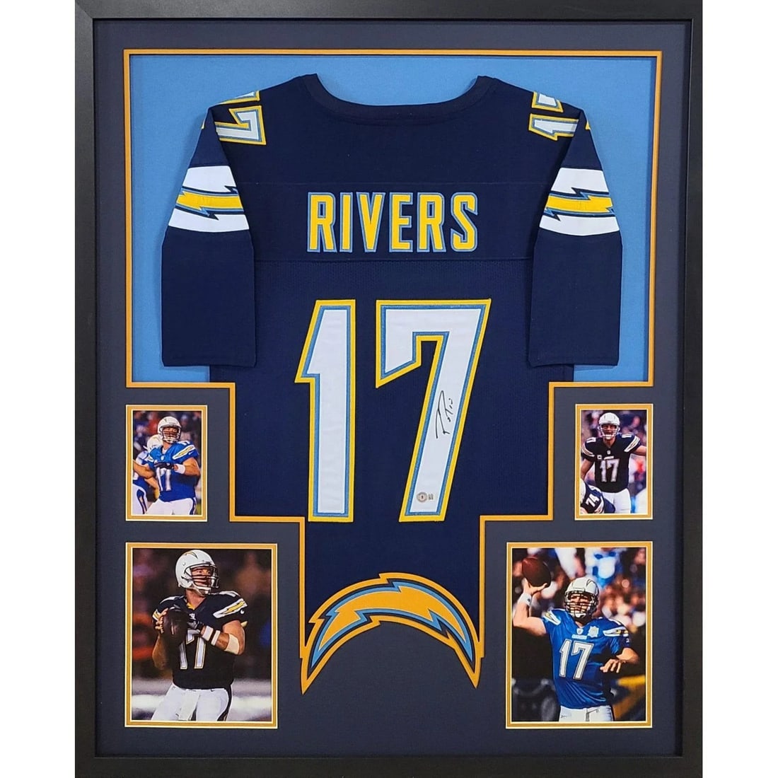 Beckett Authenticated Philip Rivers Framed Chargers Jersey (1 of 2)