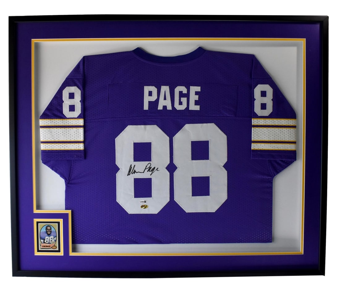 Framed Alan Page Autographed Vikings Jersey with JSA Authentication Shadowbox Display (1 of 6)