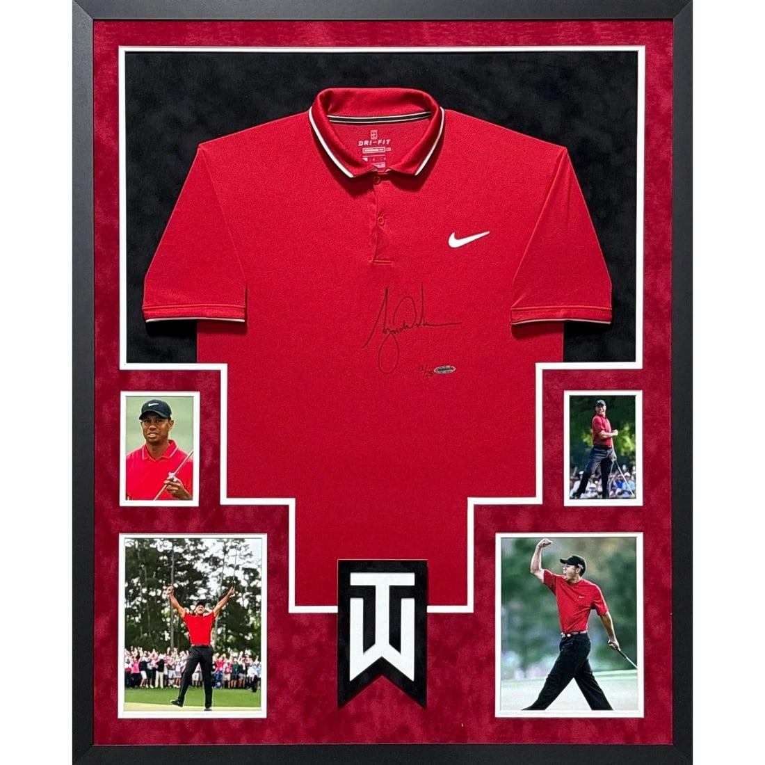Framed Tiger Woods Red Polo Autographed With UDA Authentication (1 of 2)