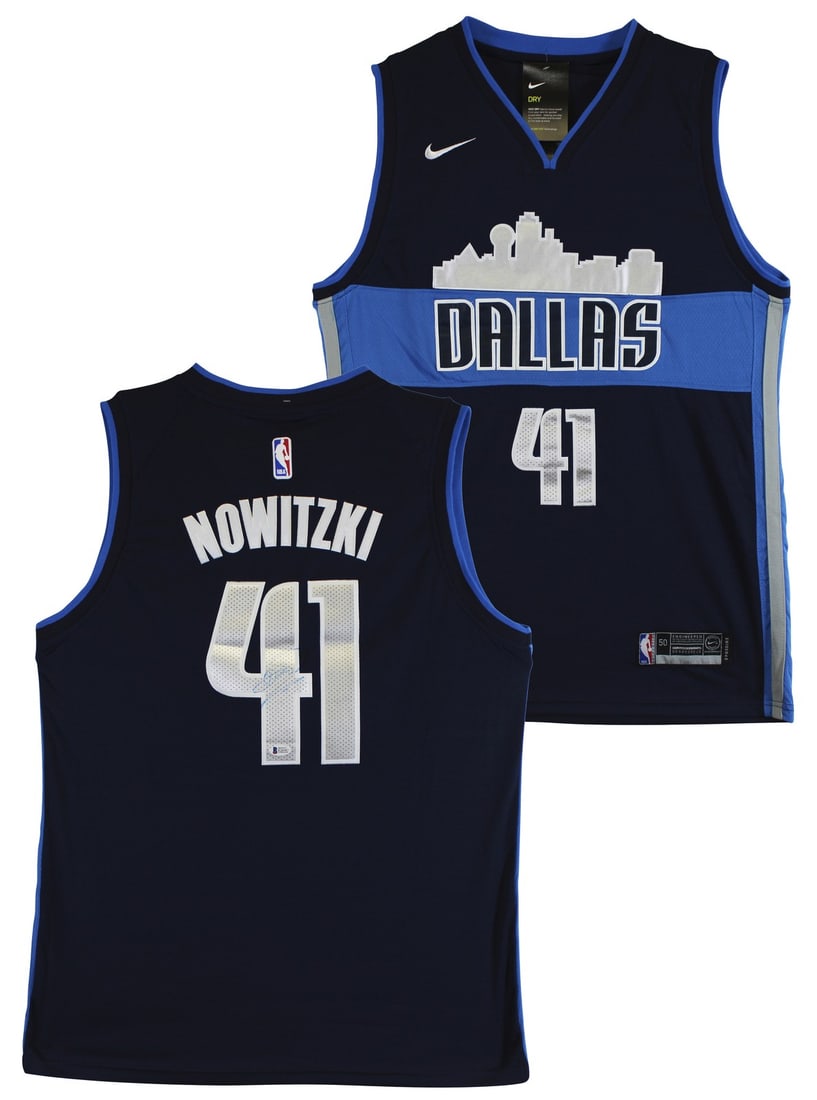 Dirk Nowitzki autographed Nike Swingman jersey Dallas Mavericks Beckett: Dirk Nowitzki autographed Nike Swingman jersey Dallas Mavericks Beckett Autographed navy blue Nike Swingman jersey personally signed by Dirk Nowitzki of the Dallas Mavericks. This original signed jers