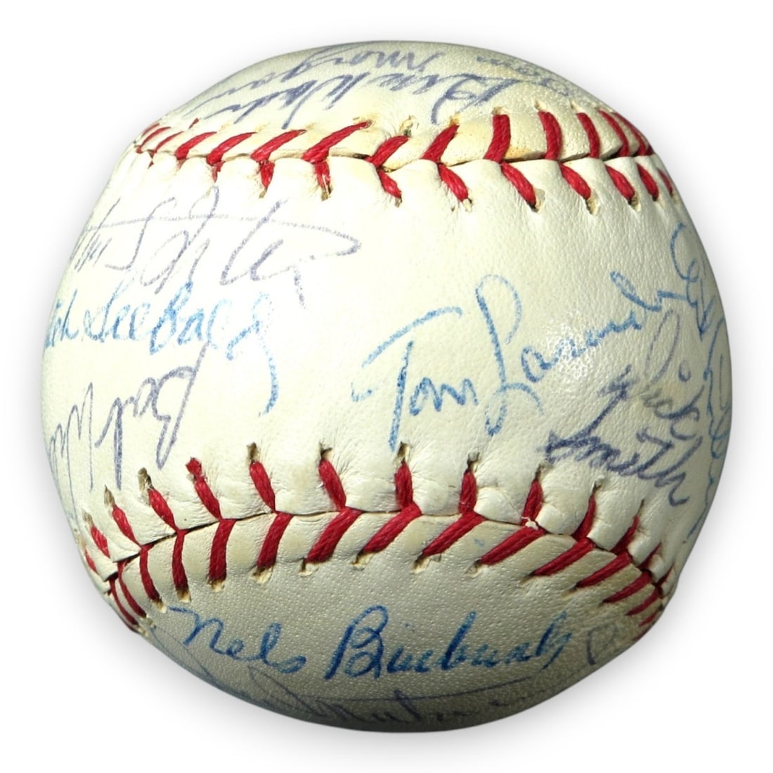 Vin Scully Autographed Baseball 24 Greats JSA Authenticated: Vin Scully Autographed Baseball 24 Greats JSA Authenticated This is an original autographed baseball featuring the signatures of 24 legendary baseball figures, including Vin Scully, Tommy Lasorda, Ear