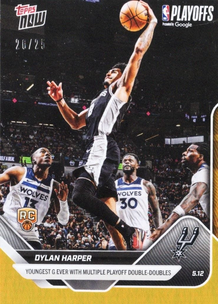 Dylan Harper 2025 Topps Now 309 Orange Foil Rookie Card /25 (1 of 2)