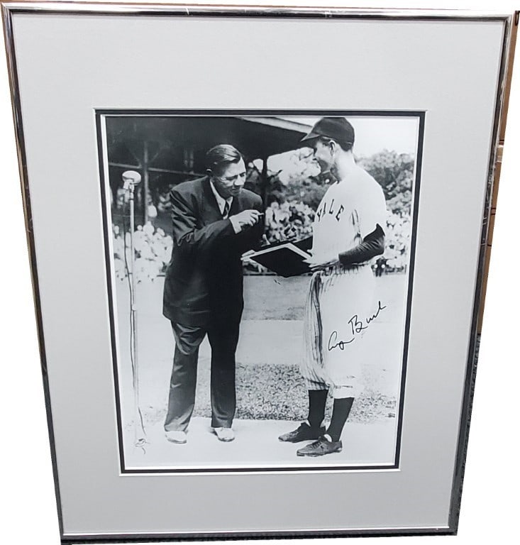 George H W Bush Signed 11x14 Photo Babe Ruth JSA Authenticated: George H W Bush Signed 11x14 Photo Babe Ruth JSA Authenticated This stunning 11x14 photograph features the autograph of George H. W. Bush, signed in person. The photograph represents a moment in histo