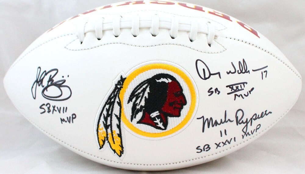 Washington logo football signed by Williams Riggins Rypien Beckett holo (1 of 10)