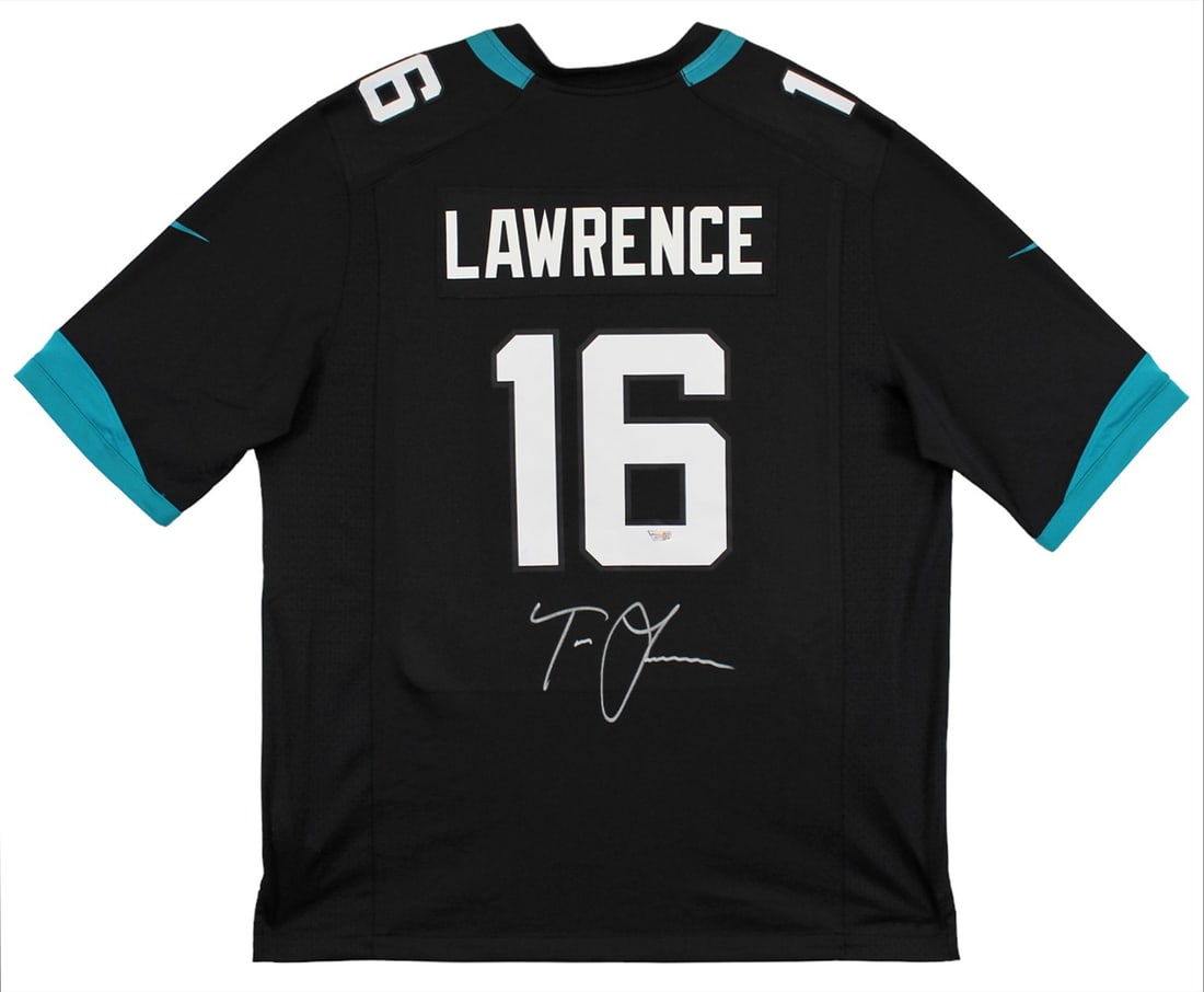 Trevor Lawrence Signed Black Nike Game Jersey Jacksonville Jaguars Authentic: Trevor Lawrence Signed Black Nike Game Jersey Jacksonville Jaguars Authentic This authentic black Nike Game Jersey is a must-have for fans of Trevor Lawrence and the Jacksonville Jaguars. Personally s