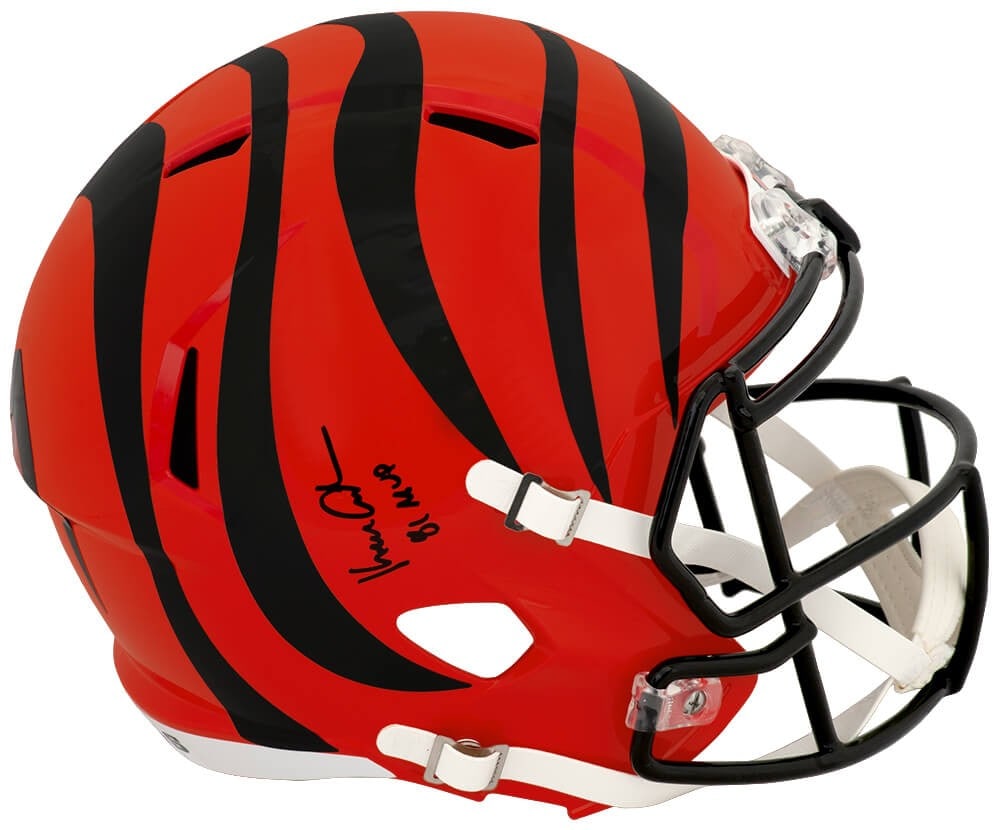 Signed Bengals Riddell full size speed replica helmet Ken Anderson 81 MVP: Signed Bengals Riddell full size speed replica helmet Ken Anderson 81 MVP This is a Cincinnati Bengals Riddell full size speed replica helmet signed by Ken Anderson, featuring the '81 MVP' inscription