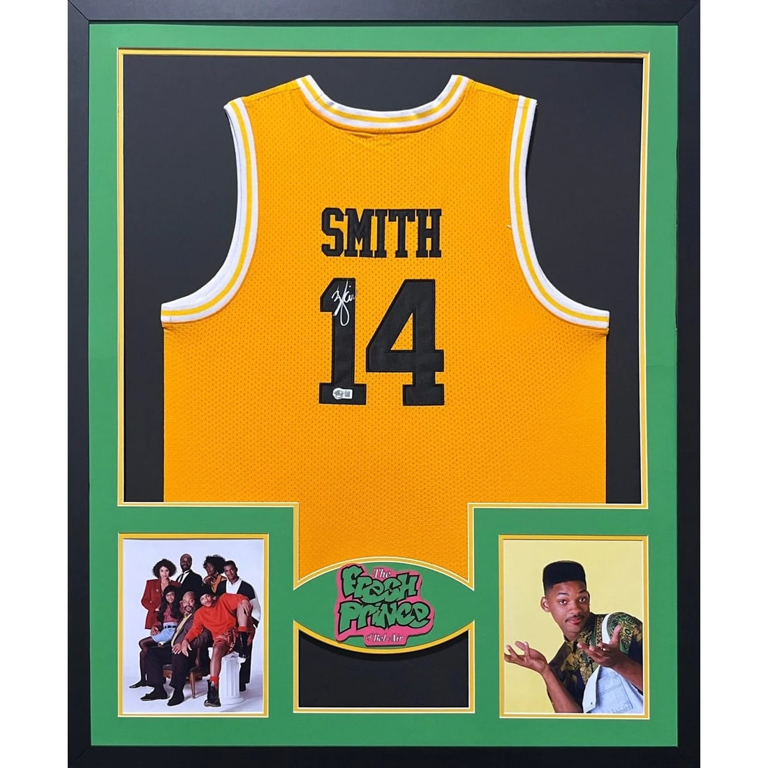 Will Smith Signed Framed Jersey Beckett Authenticated Fresh Prince: Will Smith Signed Framed Jersey Beckett Authenticated Fresh Prince This framed autographed jersey of Will Smith, featuring the iconic logo from the 'Fresh Prince of Bel-Air,' is a must-have for fans a