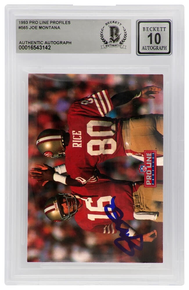 Beckett 10 Auto Joe Montana Autographed 49ers Pro Line Card #565 (1 of 2)