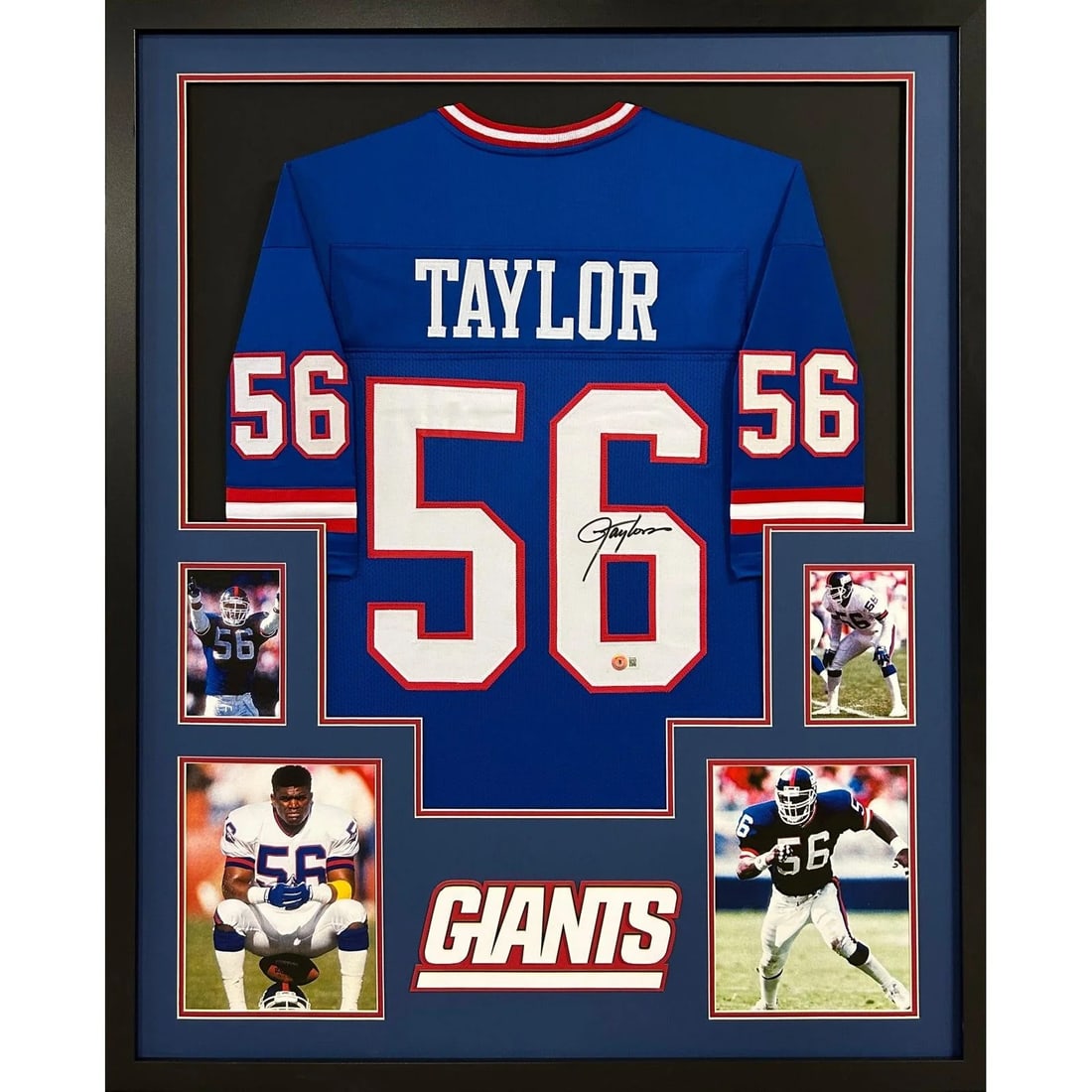 Framed New York Giants Jersey Signed by Lawrence Taylor Beckett Authenticated (1 of 2)
