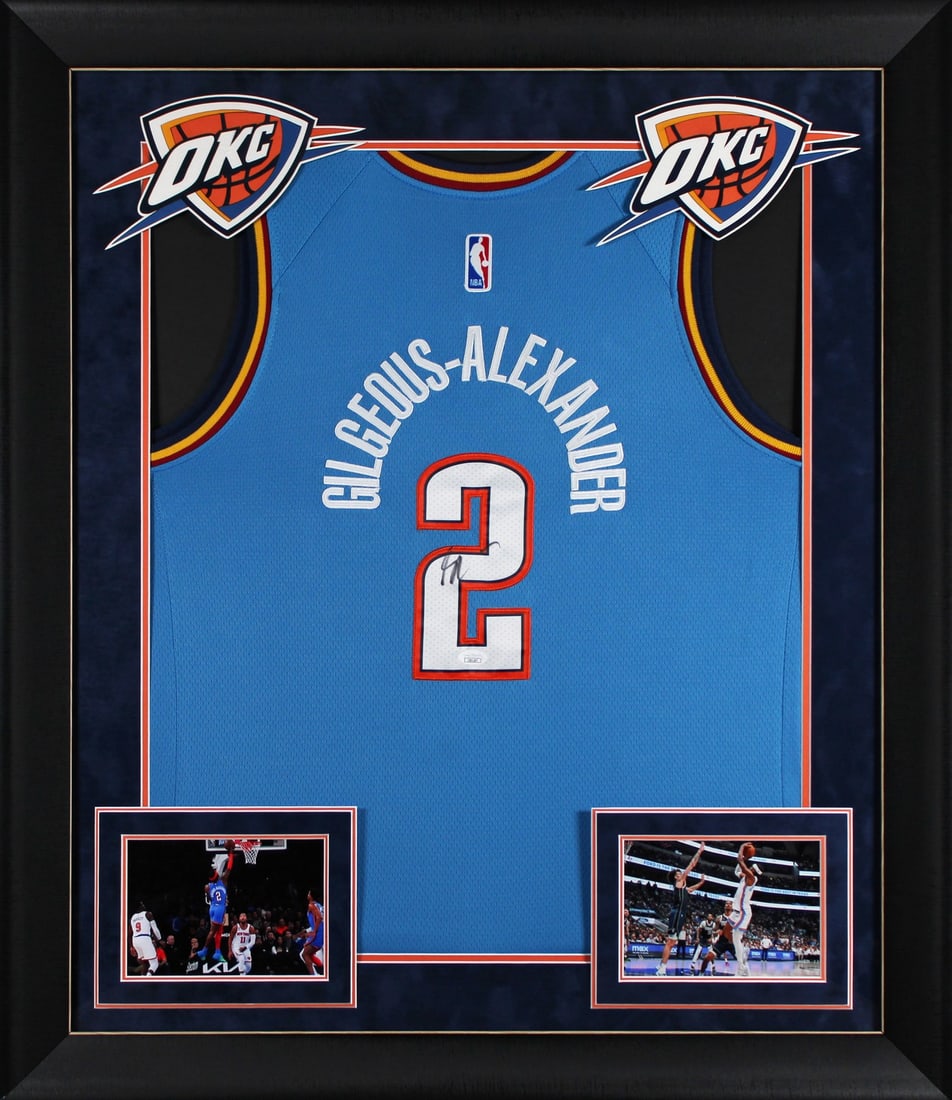 Framed Blue Nike Icon Edition Shai Gilgeous-Alexander Signed Thunder Jersey JSA (1 of 2)