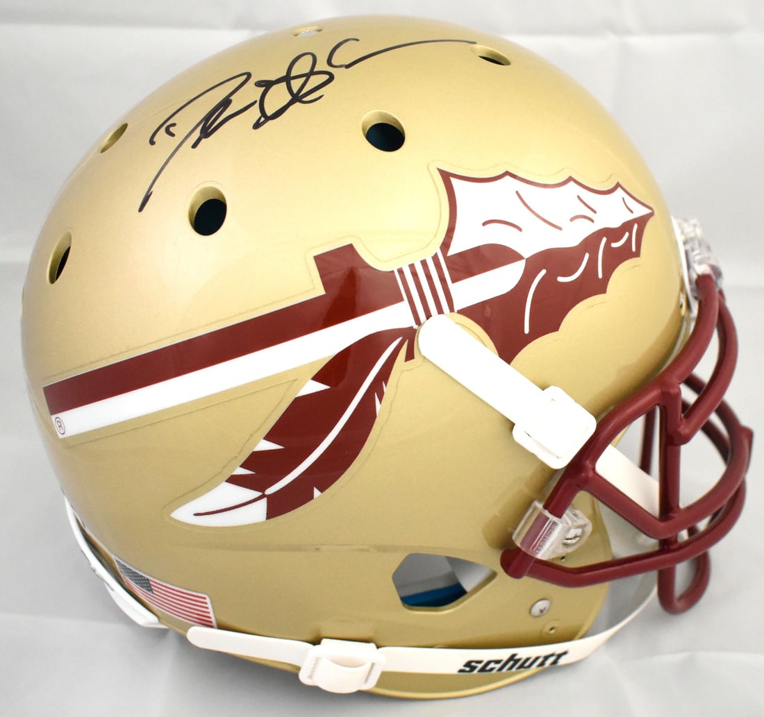 Florida State Full Size Schutt Helmet Signed by Deion Sanders Beckett Authenticated: Florida State Full Size Schutt Helmet Signed by Deion Sanders Beckett Authenticated This is an authentic Florida State full-size Schutt football helmet autographed by Deion Sanders. The helmet is an o