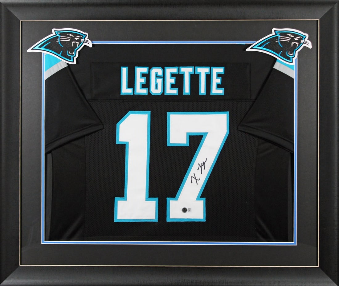 Xavier Legette Signed Black Pro Style Framed Jersey BAS Witnessed Carolina Panthers: Xavier Legette Signed Black Pro Style Framed Jersey BAS Witnessed Carolina Panthers This authentic black pro style framed jersey has been personally signed by Xavier Legette, a player for the Carolina