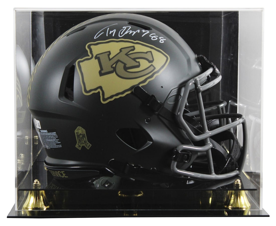 Tony Gonzalez signed Chiefs Speed Proline helmet with display case BAS: Tony Gonzalez signed Chiefs Speed Proline helmet with display case BAS This full-size Riddell Speed Proline helmet is an alternate 2025 Salute To Service IV edition, personally signed by Tony Gonzalez