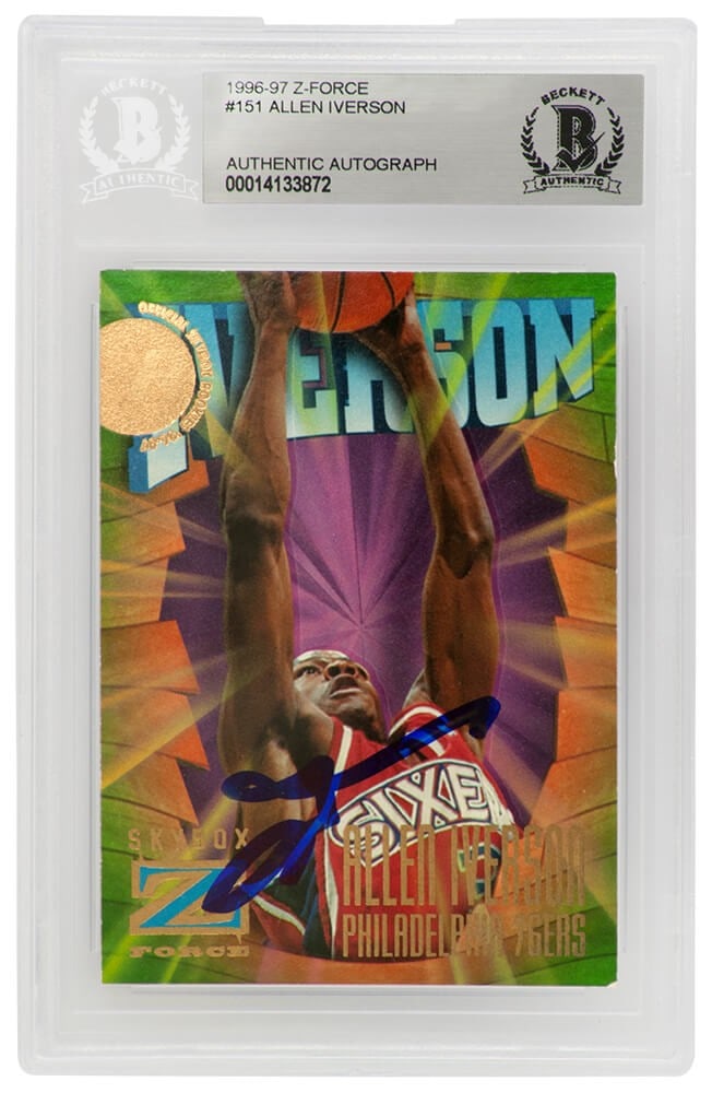 Allen Iverson Signed 1996-97 Skybox Z Force RC Card #73 Beckett Authenticated (1 of 2)