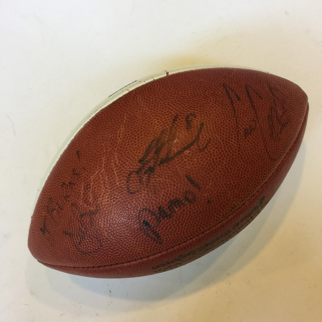 Troy Aikman Joe Buck Pam Oliver Collinsworth Signed Game Used Football JSA COA: Troy Aikman Joe Buck Pam Oliver Collinsworth Signed Game Used Football JSA COA This is a rare game-used football featuring the signatures of NFL legends Troy Aikman, Joe Buck, Pam Oliver, and Cris Col