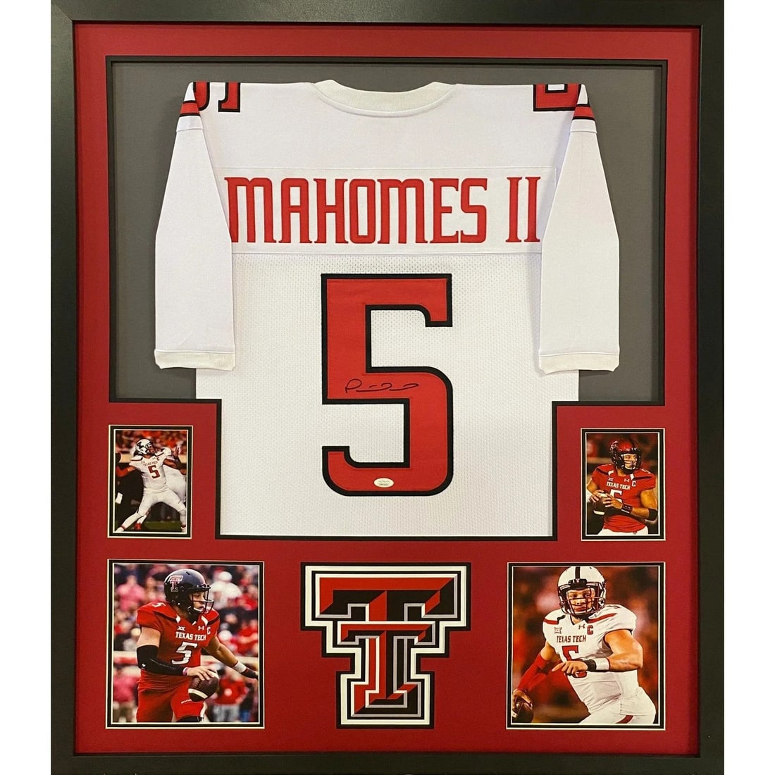 Patrick Mahomes Signed Framed Jersey JSA Authenticated 42x34: Patrick Mahomes Signed Framed Jersey JSA Authenticated 42x34 This autographed Patrick Mahomes framed jersey is a must-have for any football fan. The jersey is authenticated by JSA, a leader in sports 