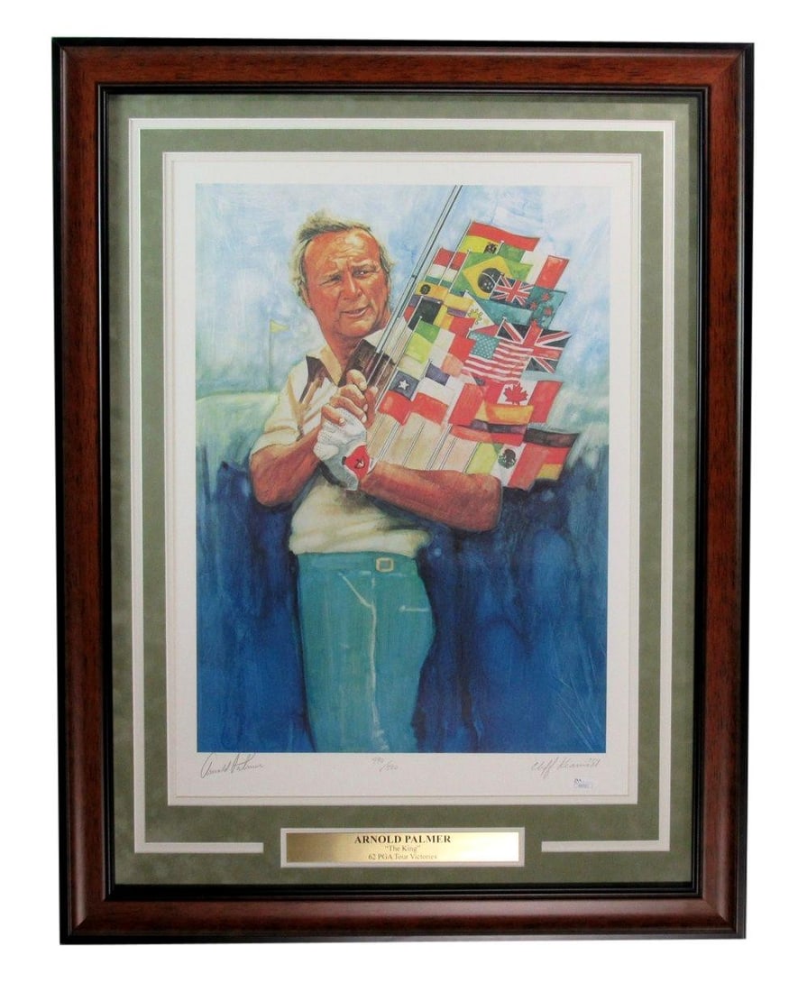 Framed Arnold Palmer signed numbered 16x20 lithograph JSA authenticated (1 of 4)