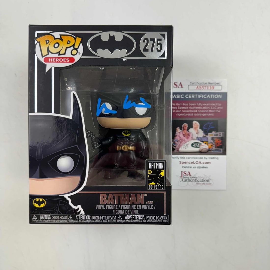 Val Kilmer Signed Funko Pop Batman #275 JSA Authenticated Collectible: Val Kilmer Signed Funko Pop Batman #275 JSA Authenticated Collectible This autographed Val Kilmer Batman Heroes Funko Pop #275 figurine is a must-have for collectors. Featuring the iconic actor's sign