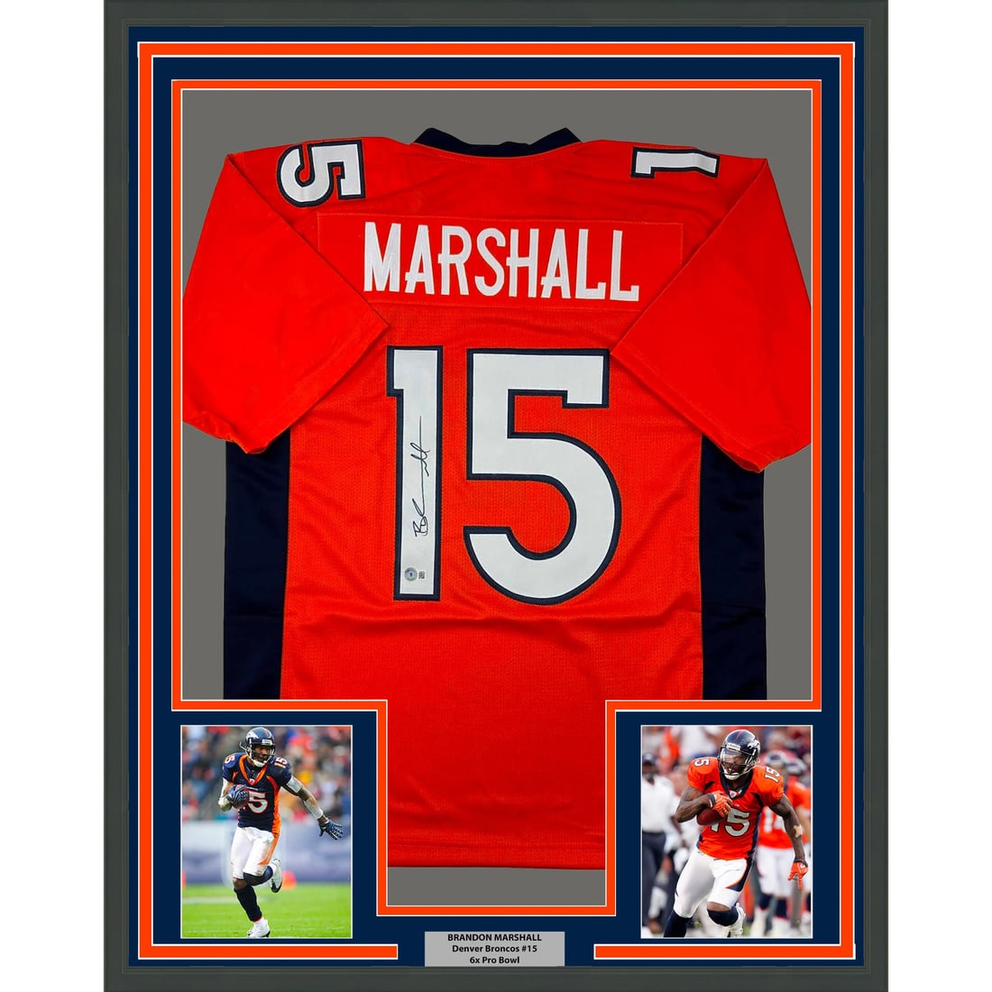 Brandon Marshall signed Denver Broncos orange jersey framed BAS COA (1 of 2)