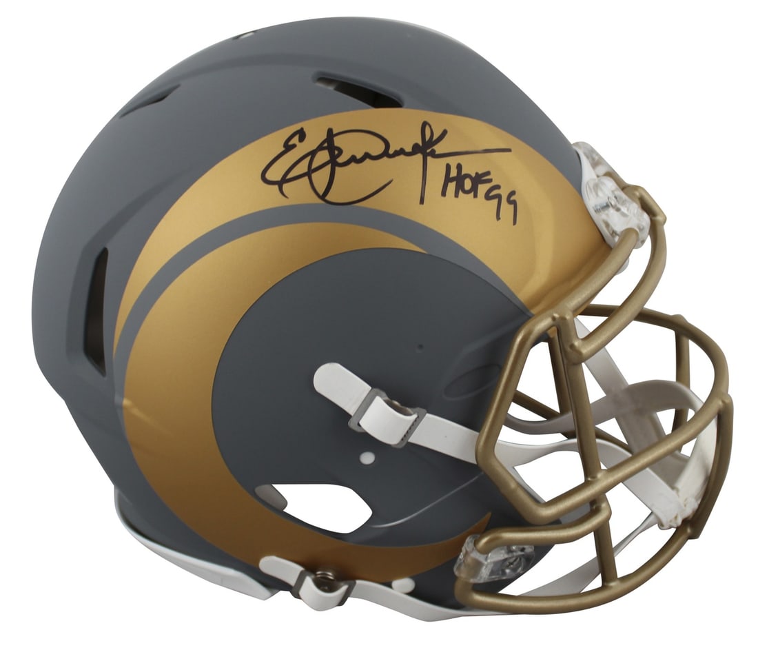 Eric Dickerson Signed Slate Full Size Helmet HOF 99 Beckett Authenticated: Eric Dickerson Signed Slate Full Size Helmet HOF 99 Beckett Authenticated This autographed full-size Speed Proline helmet features Eric Dickerson's signature along with the inscription "HOF 99". A sta