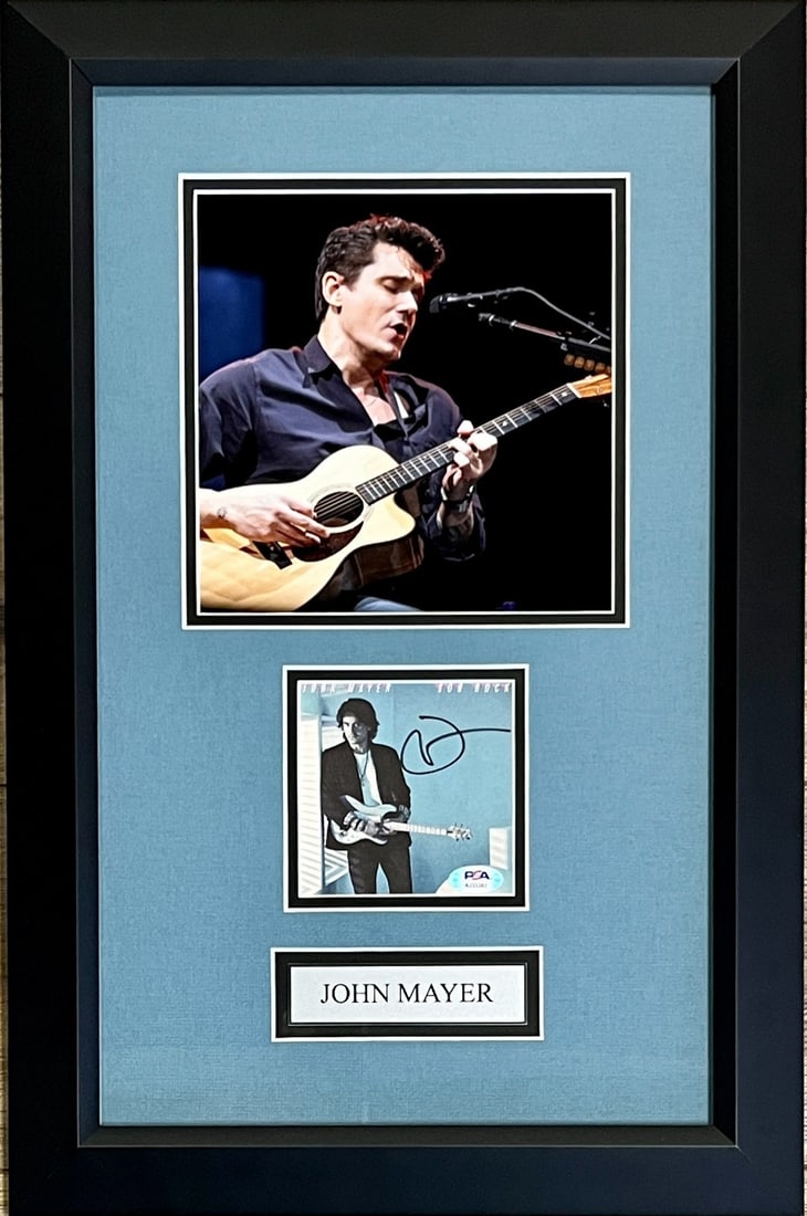 John Mayer Signed Sob Rock CD Insert Custom Framed PSA Authenticated Display: John Mayer Signed Sob Rock CD Insert Custom Framed PSA Authenticated Display Showcase your admiration for John Mayer with this stunning custom framed display featuring a signed CD insert from his albu