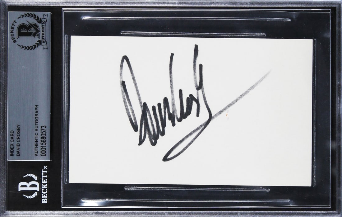 David Crosby signed 3x5 index card Beckett authenticated slabbed (1 of 5)
