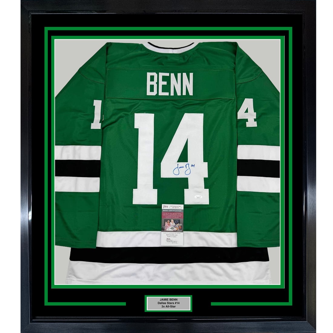 Framed Signed Jamie Benn 35x39 Dallas Stars Retro Jersey JSA COA (1 of 2)